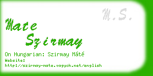 mate szirmay business card