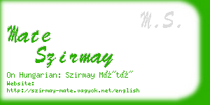 mate szirmay business card